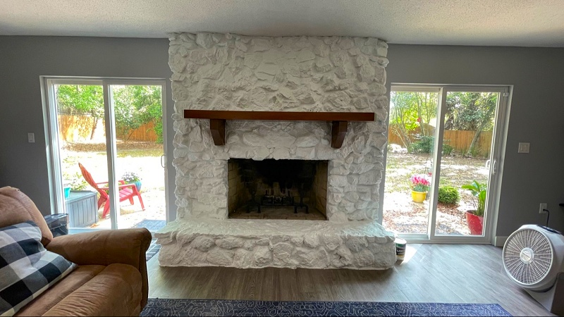 interior painting in Tallahassee, painted stone fireplace